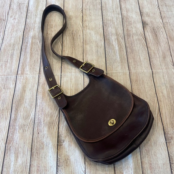 Coach Handbags - Coach Patricias Legacy 9988 Mahogany Brown Leather Crossbody Bag Vintage USA